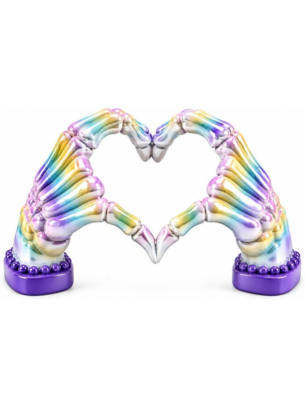 Heart Resin Figurine Gothic Pastel Skeleton Handmade Rainbow Halloween Decor